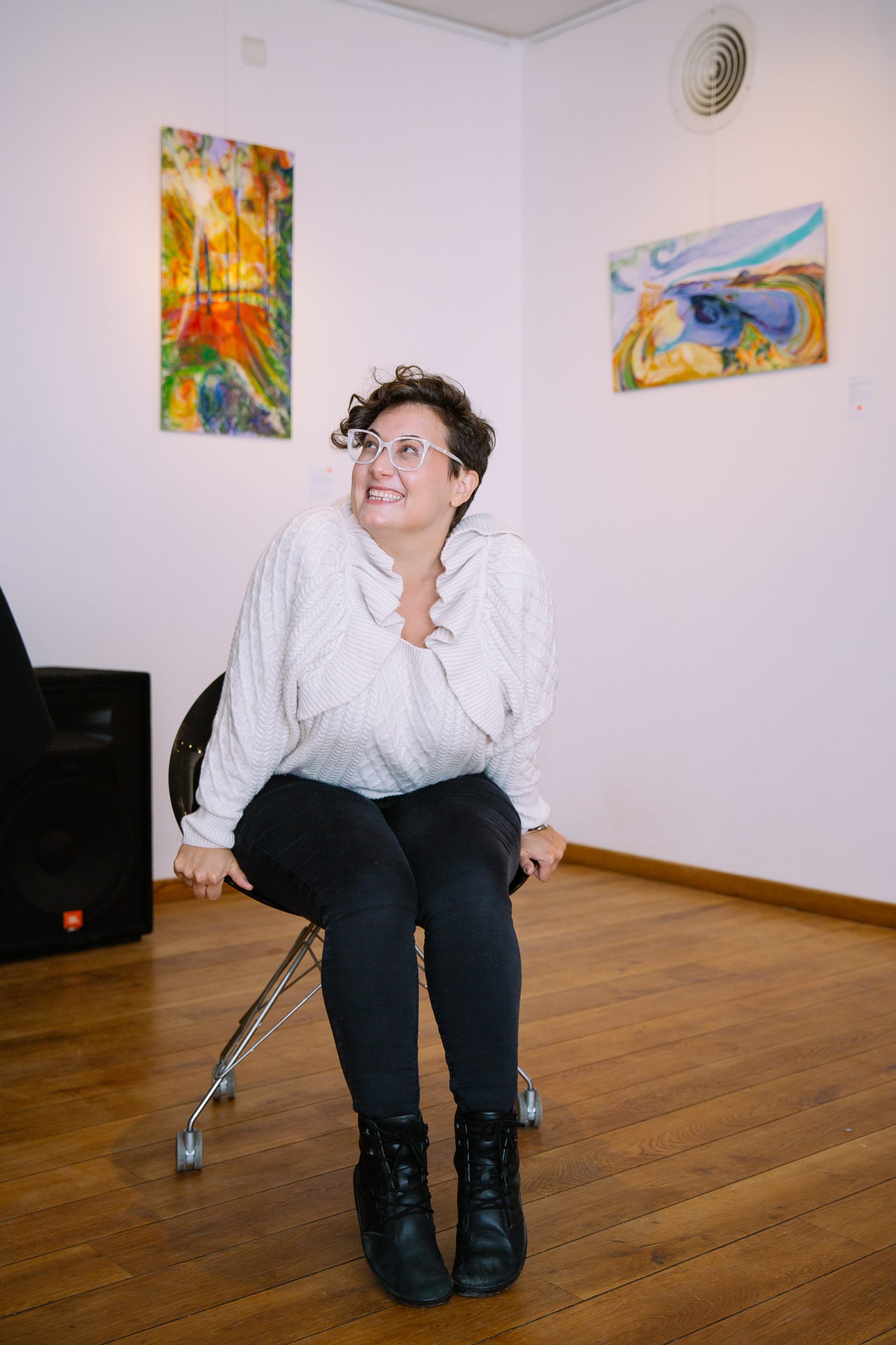 Artist Tamar Levi at her solo art show IMMENSITIES